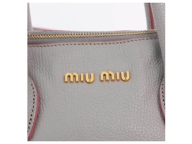 Miu Miu Hand Bag Leather 2way Gray Gold - vista 27