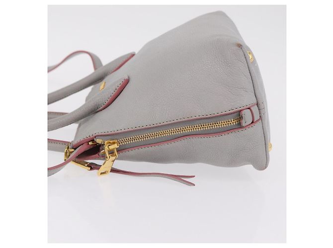 Miu Miu Hand Bag Leather 2way Gray Gold - vista 4
