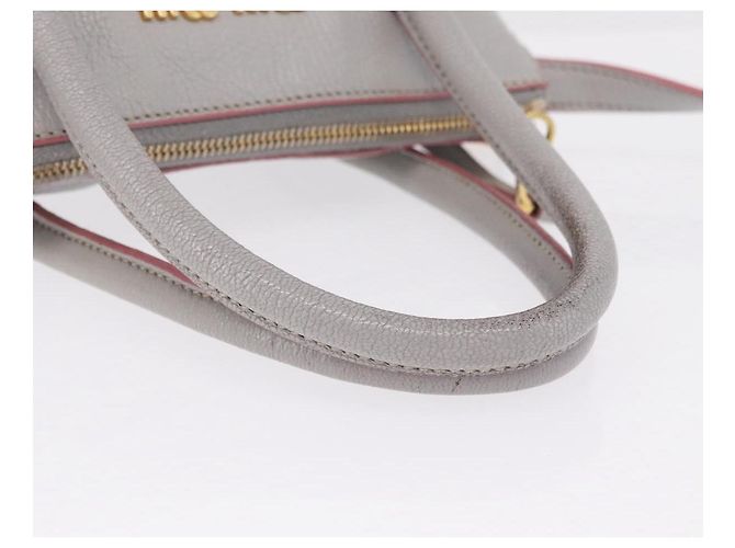 Miu Miu Hand Bag Leather 2way Gray Gold - vista 6