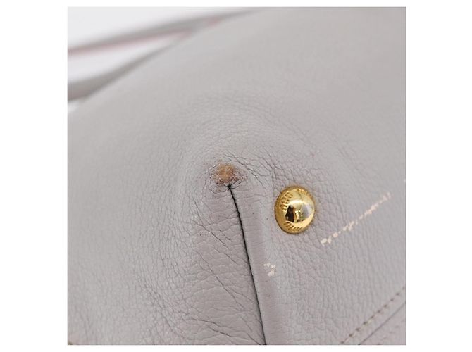 Miu Miu Hand Bag Leather 2way Gray Gold - vista 9