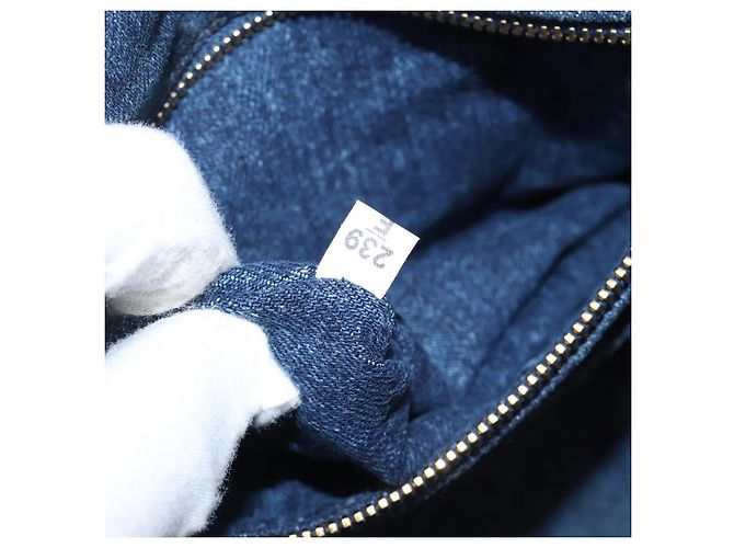 PRADA Canapa Hand Bag Denim 2way Blue Gold - vista 10