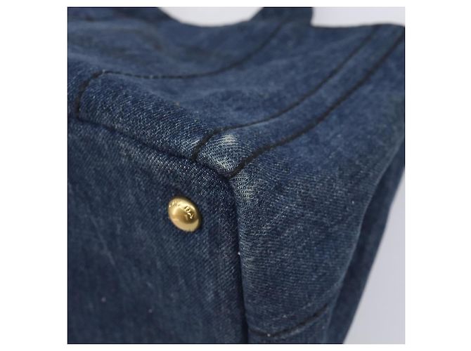 PRADA Canapa Hand Bag Denim 2way Blue Gold - vista 16