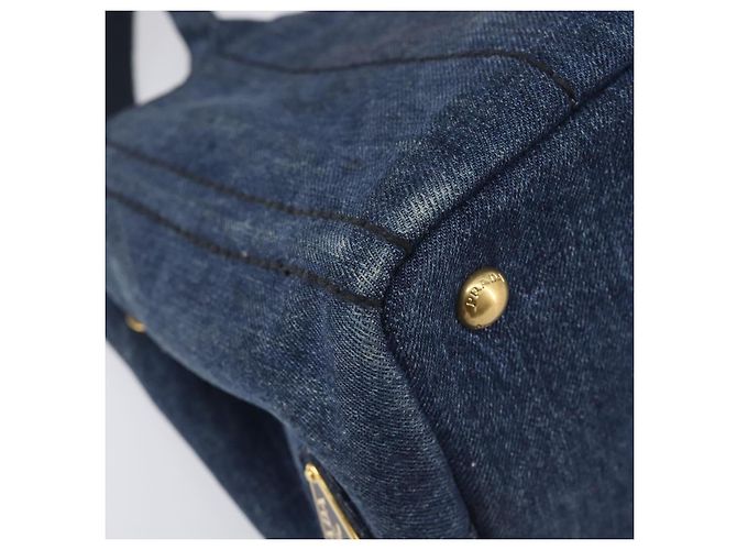 PRADA Canapa Hand Bag Denim 2way Blue Gold - vista 17