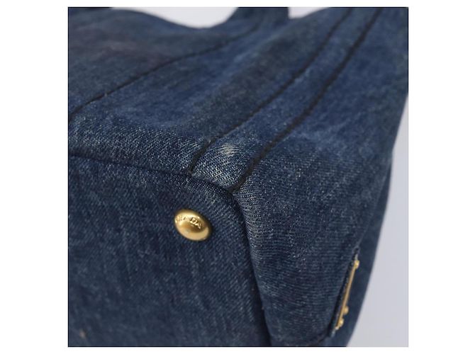 PRADA Canapa Hand Bag Denim 2way Blue Gold - vista 18