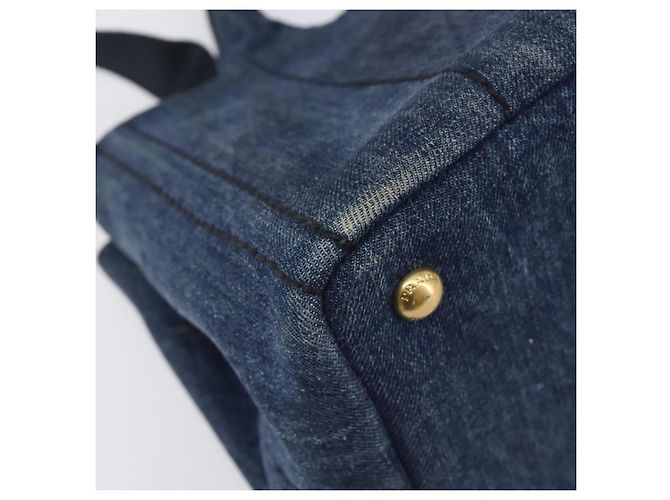 PRADA Canapa Hand Bag Denim 2way Blue Gold - vista 19