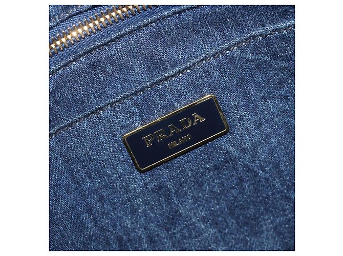 PRADA Canapa Hand Bag Denim 2way Blue Gold - vista 22