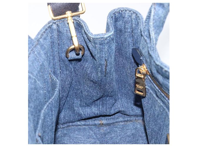 PRADA Canapa Hand Bag Denim 2way Blue Gold - vista 24