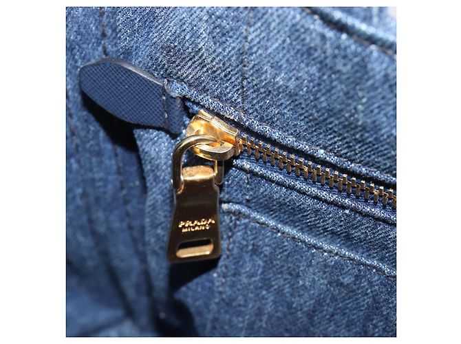 PRADA Canapa Hand Bag Denim 2way Blue Gold - vista 25
