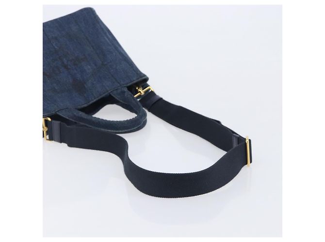 PRADA Canapa Hand Bag Denim 2way Blue Gold - vista 8