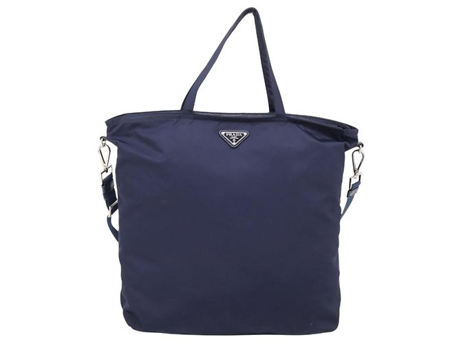 PRADA Tote Bag Nylon 2way Navy Silver - Ansicht 13