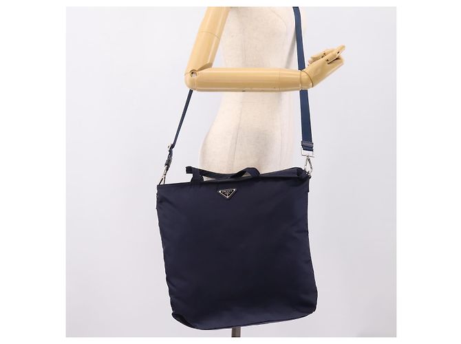 PRADA Tote Bag Nylon 2way Navy Silver - Ansicht 25