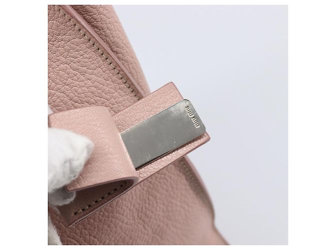 Miu Miu Tote Bag Leather Pink Silver - vista 10
