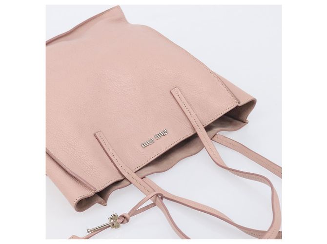Miu Miu Tote Bag Leather Pink Silver - vista 6