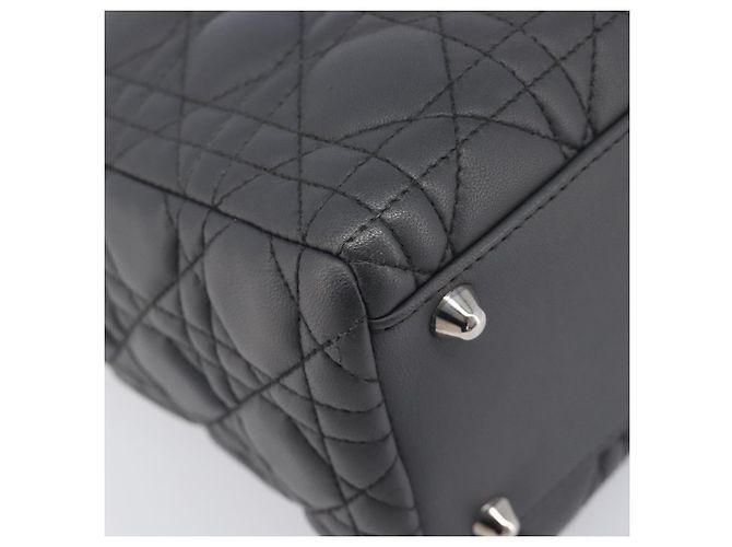 Christian Dior Lamb Skin Canage Lady Dior Hand Bag 2way Gray - vista 14