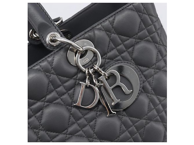 Christian Dior Lamb Skin Canage Lady Dior Hand Bag 2way Gray - vista 17