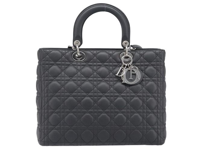 Christian Dior Lamb Skin Canage Lady Dior Hand Bag 2way Gray - vista 2