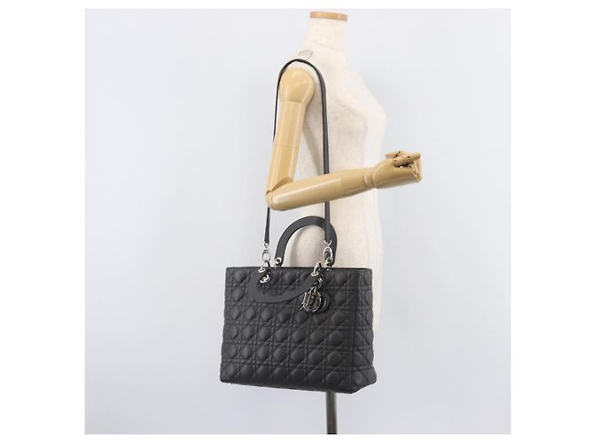 Christian Dior Lamb Skin Canage Lady Dior Hand Bag 2way Gray - vista 27