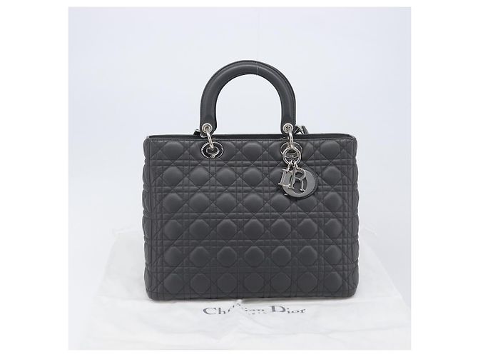 Christian Dior Lamb Skin Canage Lady Dior Hand Bag 2way Gray - vista 28