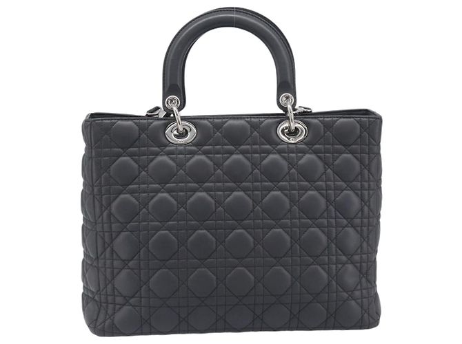 Christian Dior Lamb Skin Canage Lady Dior Hand Bag 2way Gray - vista 3