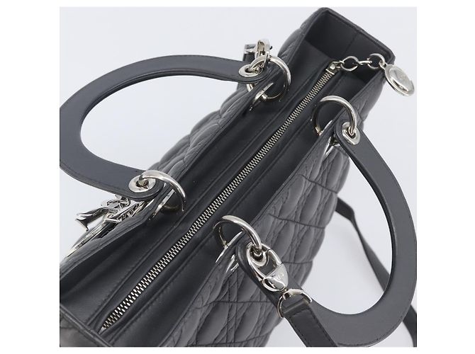 Christian Dior Lamb Skin Canage Lady Dior Hand Bag 2way Gray - vista 6