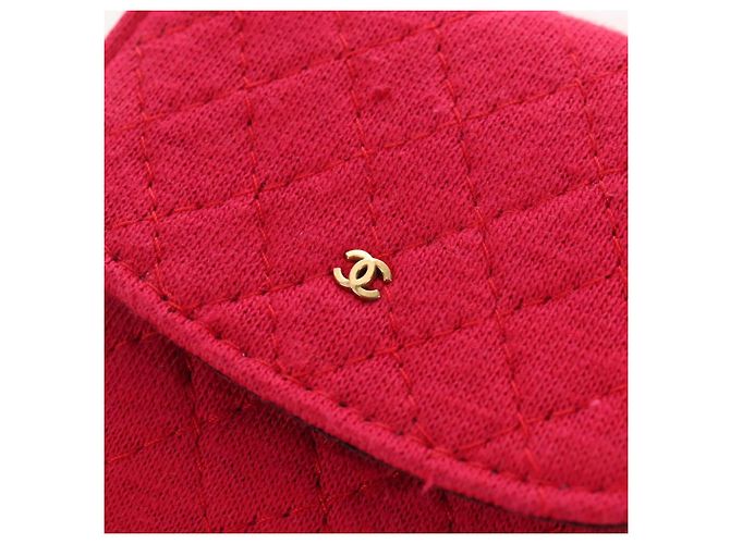CHANEL Matelasse Chain Shoulder Pouch Cotton Red Gold CC - vista 19
