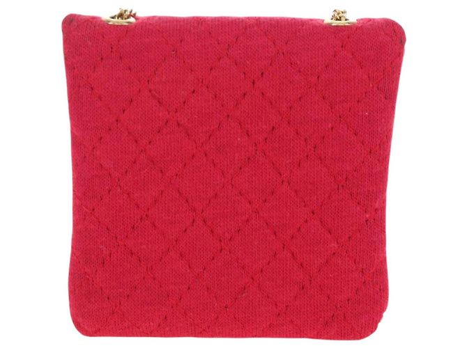 CHANEL Matelasse Chain Shoulder Pouch Cotton Red Gold CC - vista 2