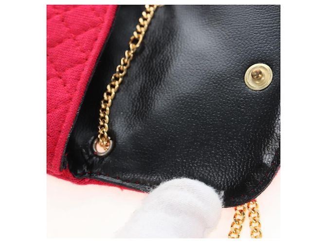 CHANEL Matelasse Chain Shoulder Pouch Cotton Red Gold CC - vista 20