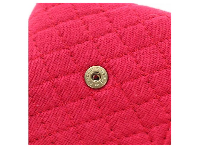 CHANEL Matelasse Chain Shoulder Pouch Cotton Red Gold CC - vista 21