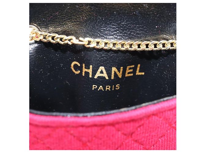 CHANEL Matelasse Chain Shoulder Pouch Cotton Red Gold CC - vista 22