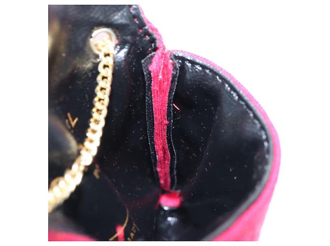 CHANEL Matelasse Chain Shoulder Pouch Cotton Red Gold CC - vista 24