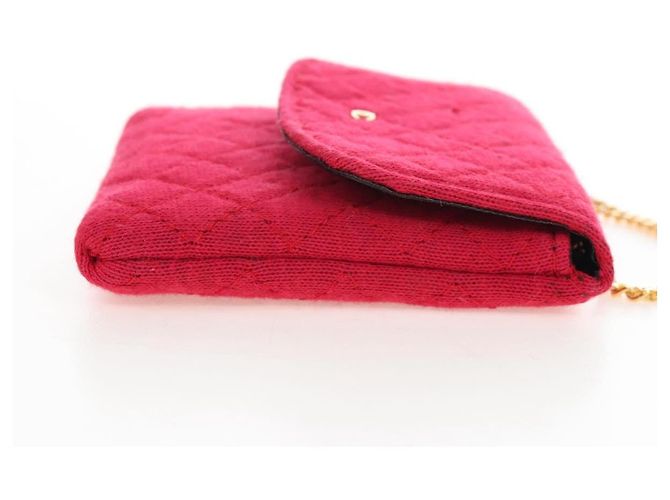 CHANEL Matelasse Chain Shoulder Pouch Cotton Red Gold CC - vista 4