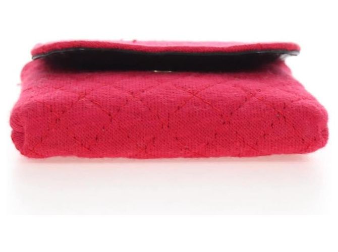 CHANEL Matelasse Chain Shoulder Pouch Cotton Red Gold CC - vista 5