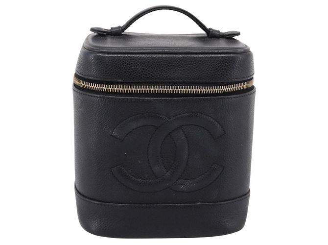 CHANEL Vanity Hand Bag Caviar Skin Black Gold CC - vista 13