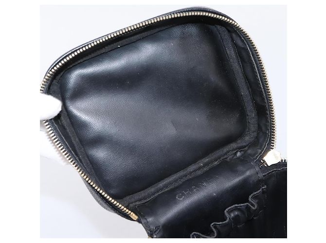 CHANEL Vanity Hand Bag Caviar Skin Black Gold CC - vista 18