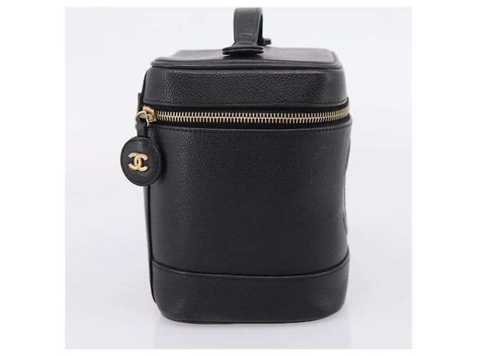 CHANEL Vanity Hand Bag Caviar Skin Black Gold CC - vista 3