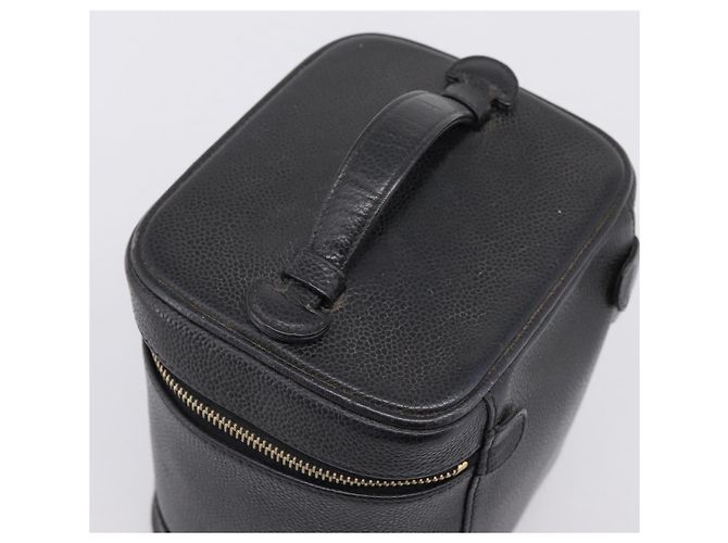 CHANEL Vanity Hand Bag Caviar Skin Black Gold CC - vista 6