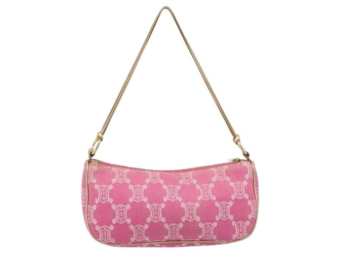 Céline CELINE Macadam Hand Bag Canvas Pink Gold Tone - vista 2
