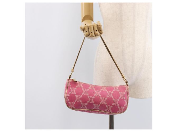 Céline CELINE Macadam Hand Bag Canvas Pink Gold Tone - vista 25