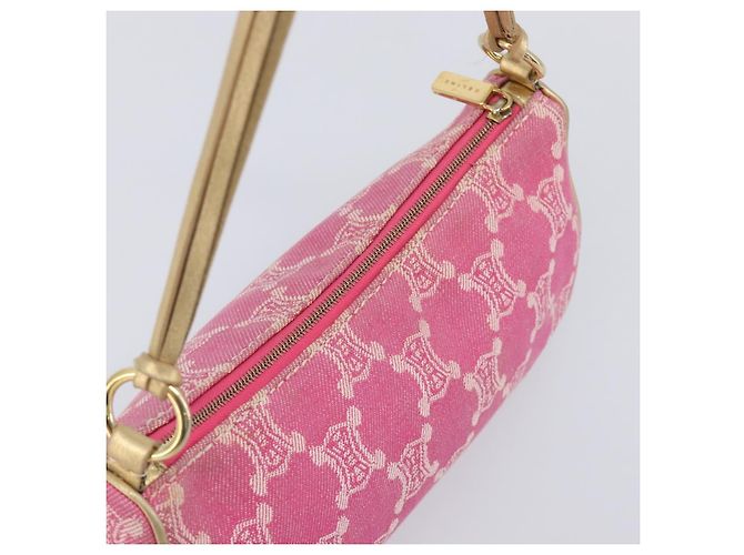 Céline CELINE Macadam Hand Bag Canvas Pink Gold Tone - vista 6