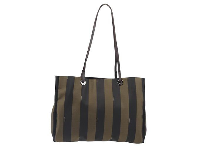 FENDI Pecan Tote Bag Canvas Black Khaki - vista 13