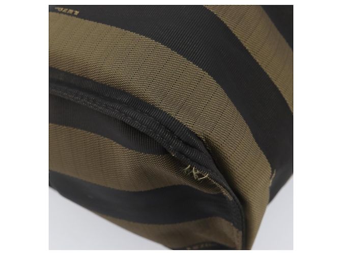 FENDI Pecan Tote Bag Canvas Black Khaki - vista 16