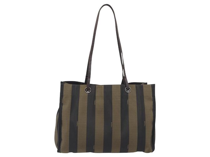FENDI Pecan Tote Bag Canvas Black Khaki - vista 2