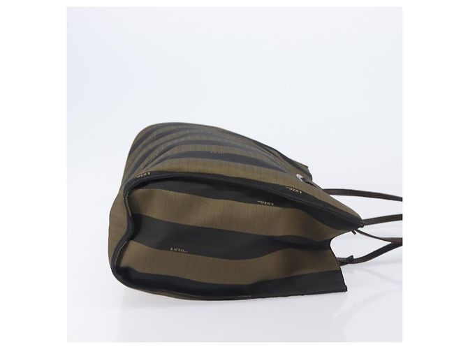 FENDI Pecan Tote Bag Canvas Black Khaki - vista 3