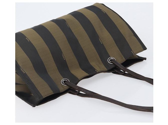 FENDI Pecan Tote Bag Canvas Black Khaki - vista 6