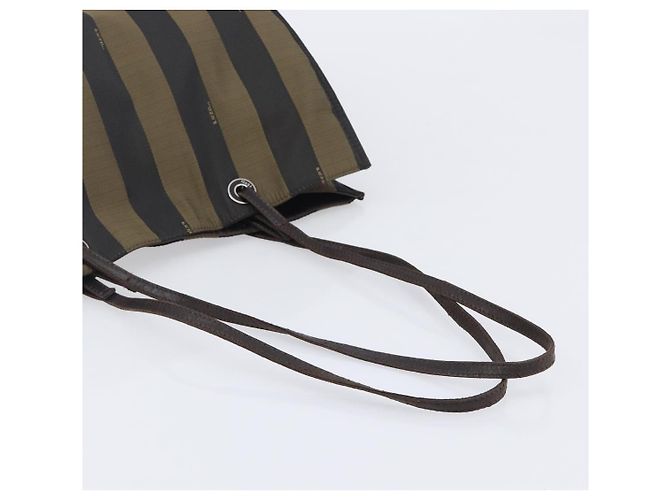 FENDI Pecan Tote Bag Canvas Black Khaki - vista 7