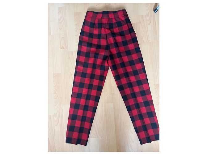 Christian Dior rot-schwarz karierte Wollhose - Ansicht 2