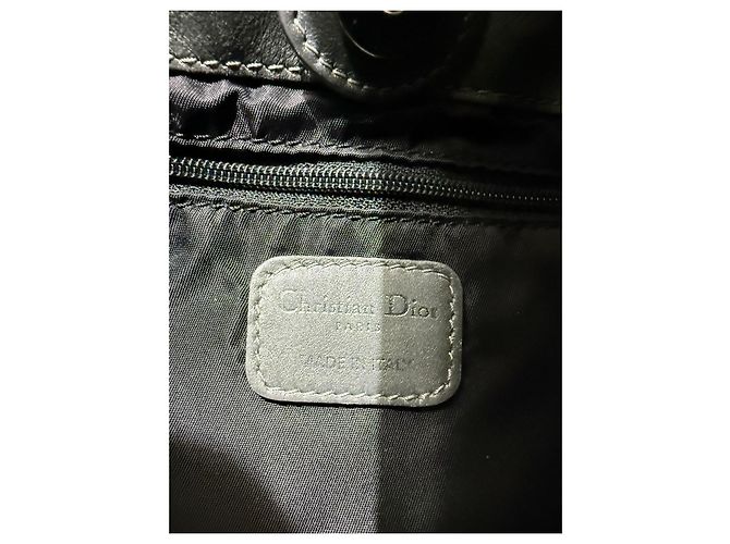 Christian Dior Borsa a tracolla Cannage Nylon Pelle Grigio Verde - vista 10