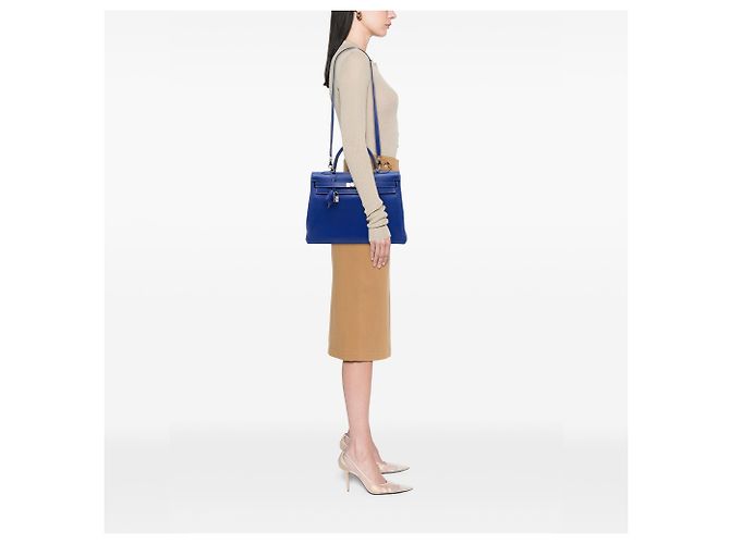 Hermès Blue Epsom Kelly II Retourne 35 - vista 6