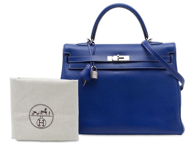 Hermès Blue Epsom Kelly II Retourne 35 - vista 7