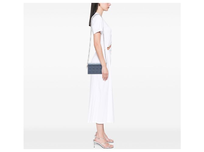 Lady Dior Wallet On Chain aus grauem Lackleder mit Cannage-Steppung Dior - Ansicht 6